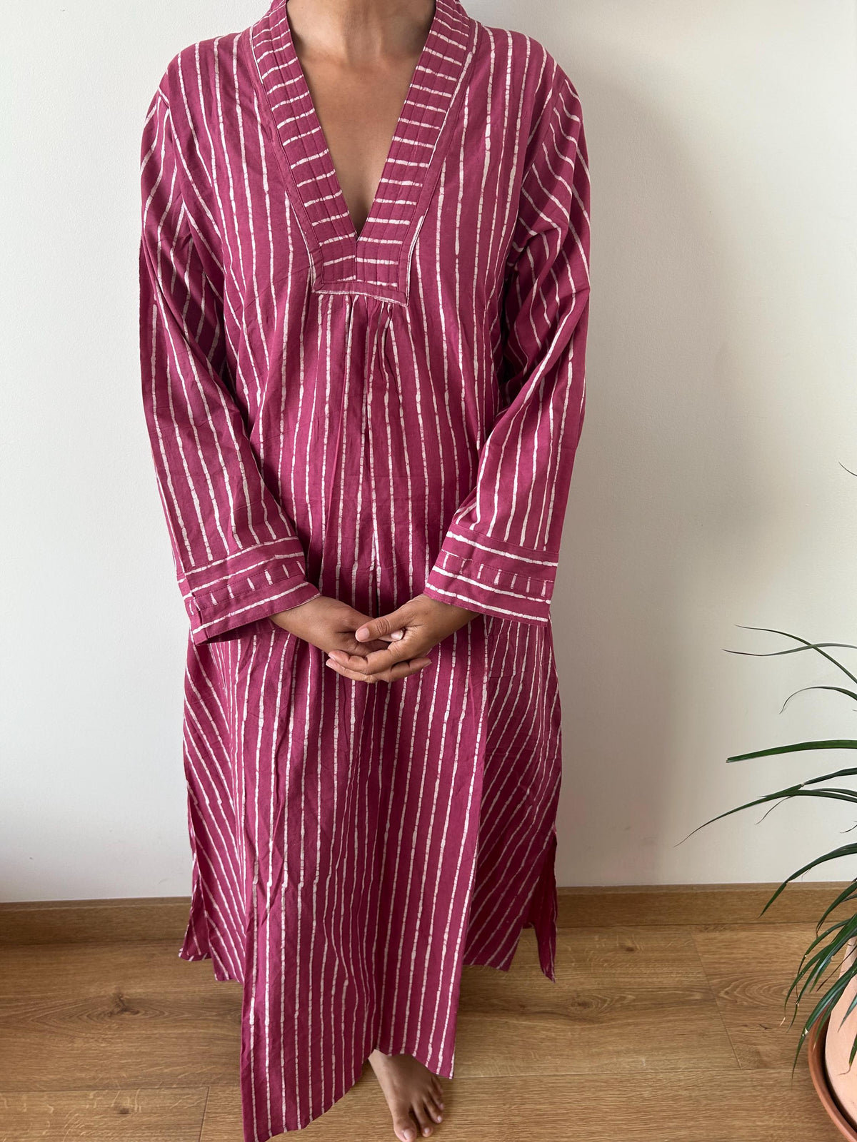 Green stripe  cotton kaftan,caftan, resort wear,loungewear,gifts for her,boho dress,a line dress,block print dress