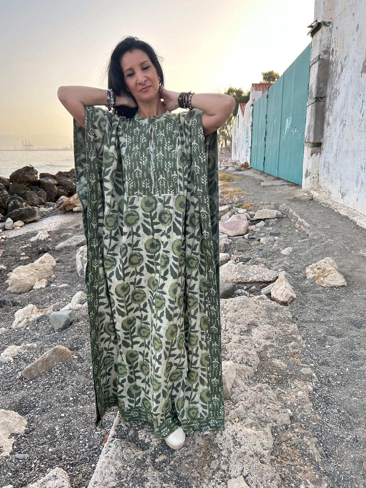 Indigo Cotton kaftan,caftan,resort wear,loungewear,sleepwear,gifts for her,boho dress,plus size kaftan,maternity dress,Mom postpartum dress