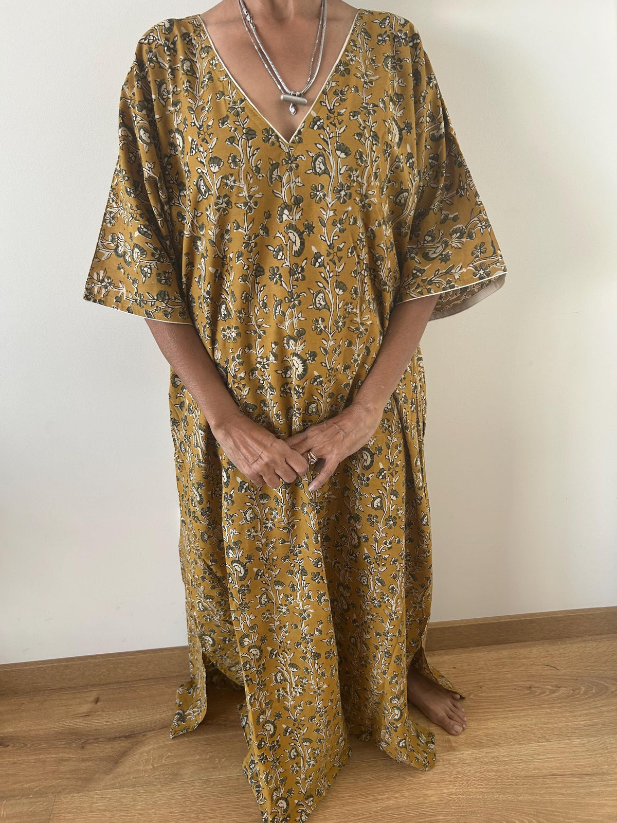 Floral cotton kaftan,caftan, resort wear,loungewear,gifts for her,boho dress,a line dress,block print dress