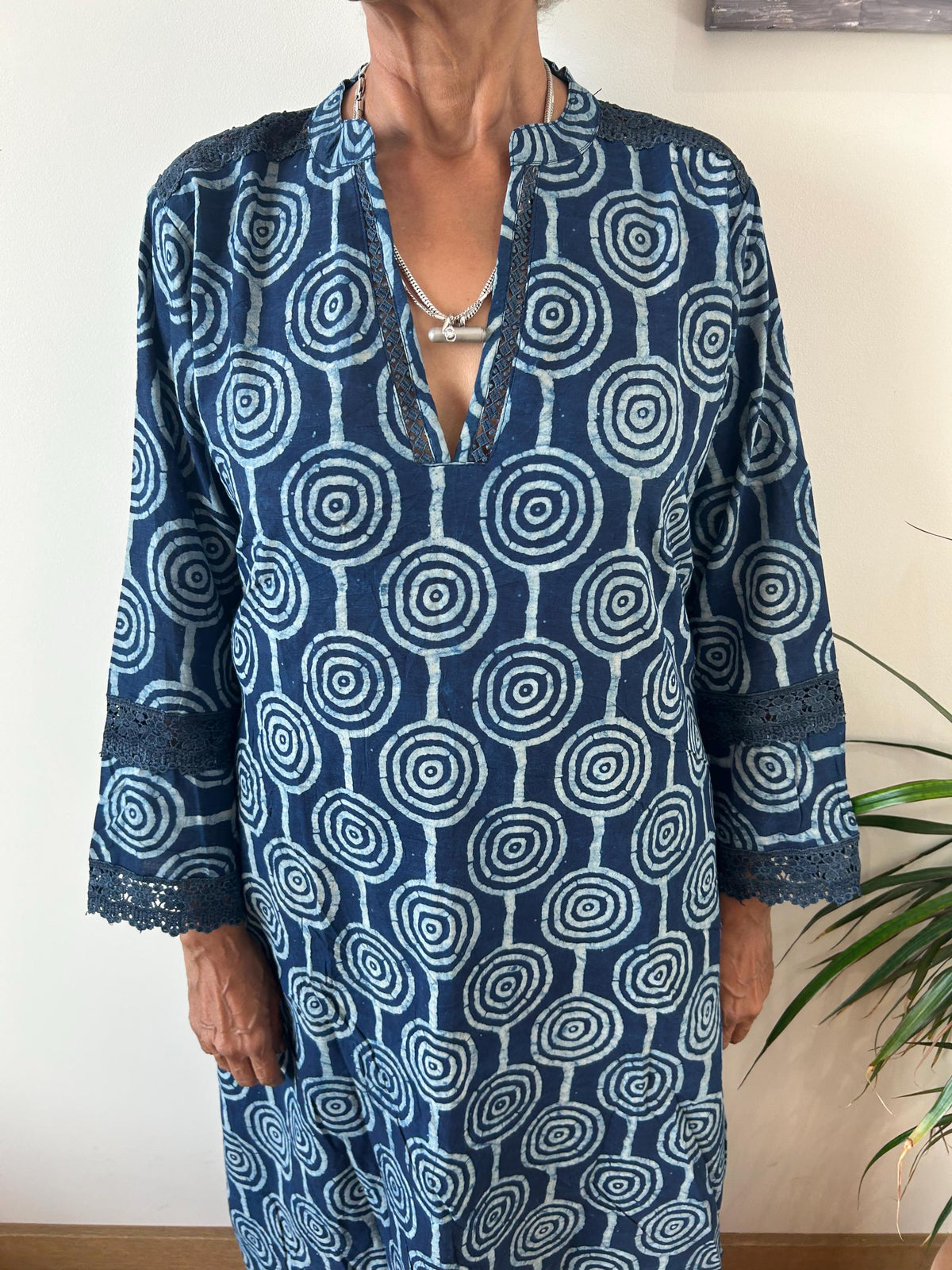 Indigo organic Chinese collar cotton kaftan,caftan, resort wear,loungewear,gifts for her,boho dress,a line dress,block print dress