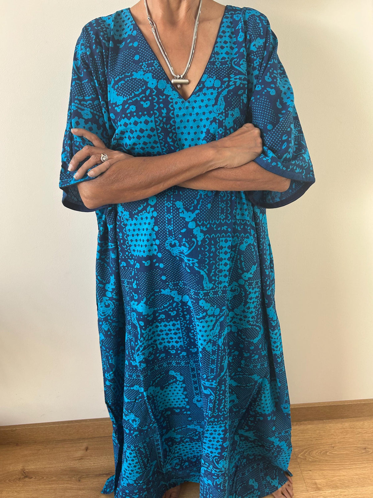 Blue cotton kaftan,caftan, resort wear,loungewear,gifts for her,boho dress,a line dress,block print dress