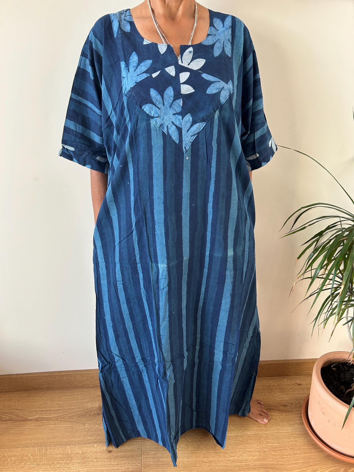 Organic indigo Cotton kaftan,caftan, resort wear, loungewear,gifts for her,boho dress,aline dress