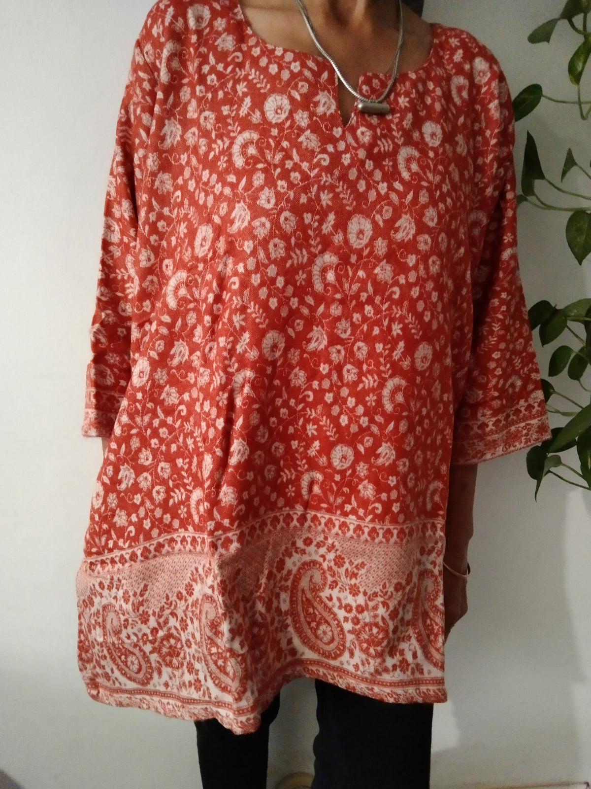 Orange wool kurti,orange tunic,gifts for her,resort wear, Christmas gift,mom postpartum gift,mother's day gift,boho tunic