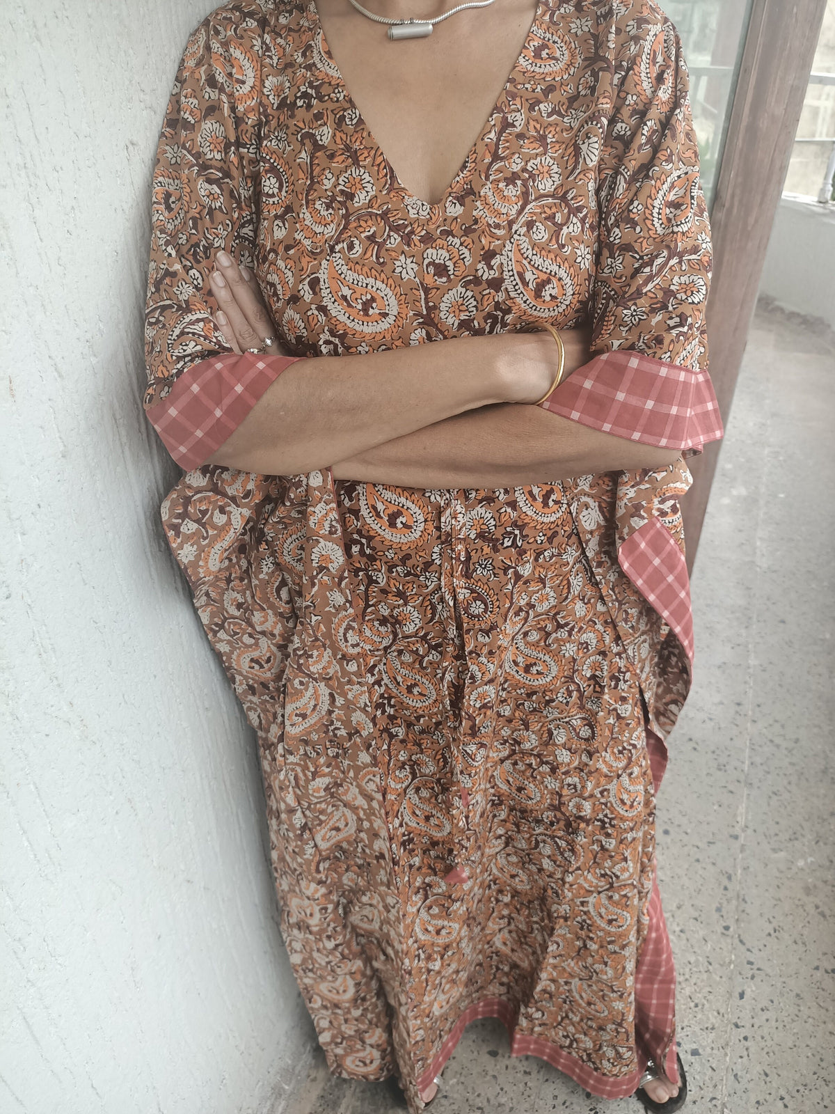 Handmade Cotton Caftan: Earthy Boho Resort Loungewear