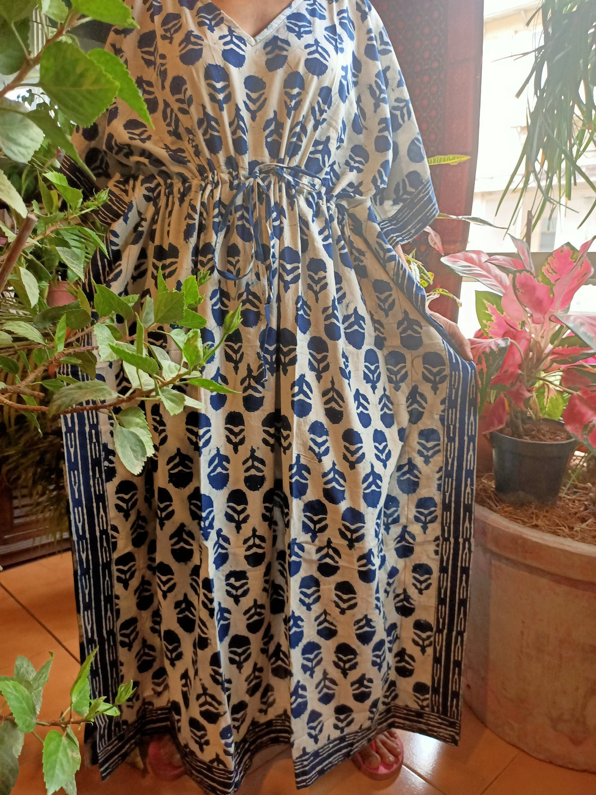 Organic Indigo kaftan,cotton kaftan,caftan,resort wear,loungewear,sleepwear,gifts for her,cotton dress,maxi dress,plus size dress,boho dress