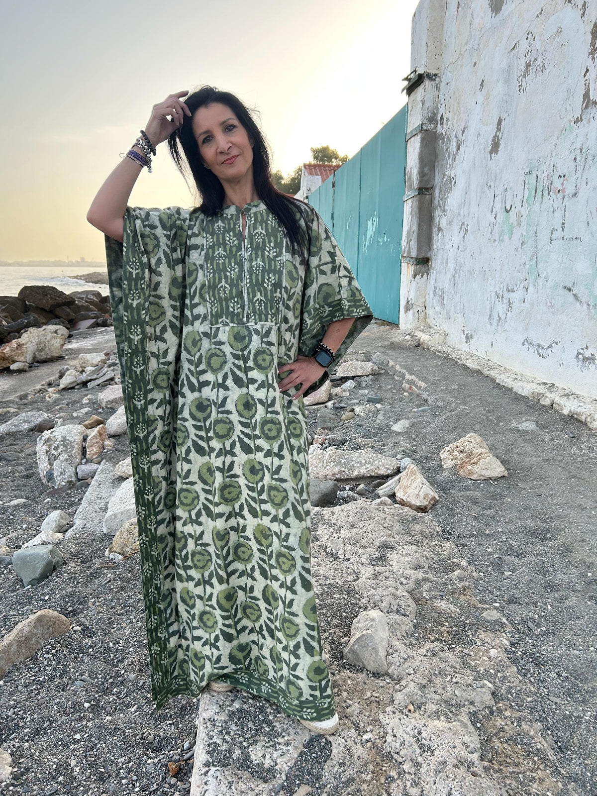 Indigo Cotton kaftan,caftan,resort wear,loungewear,sleepwear,gifts for her,boho dress,plus size kaftan,maternity dress,Mom postpartum dress