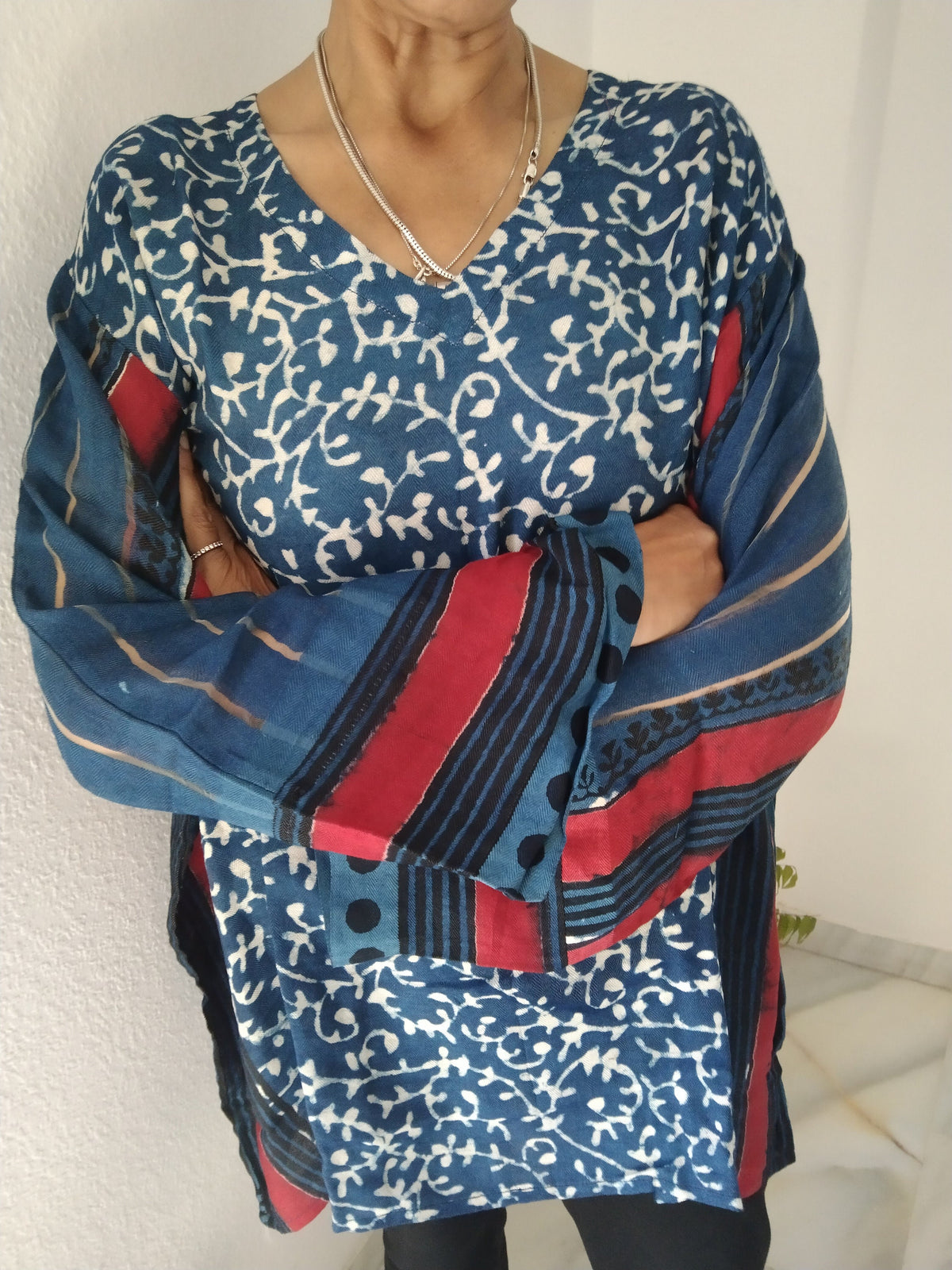 Indigo light wool tunic,gifts for her,boho wool top,wool tunic