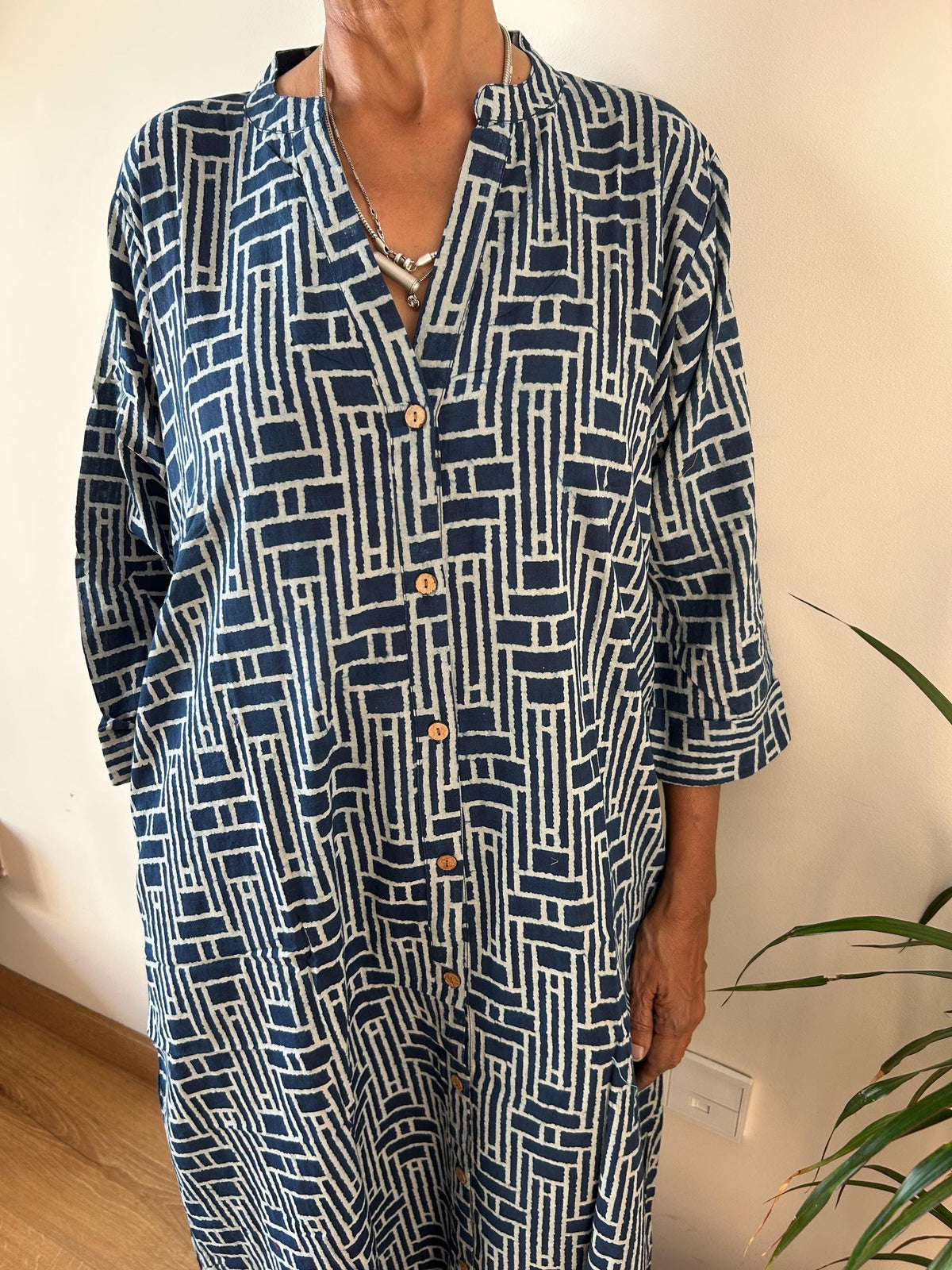 Indigo collar fish cotton kaftan,caftan, resort wear,loungewear,gifts for her,boho dress,a line dress,block print dress