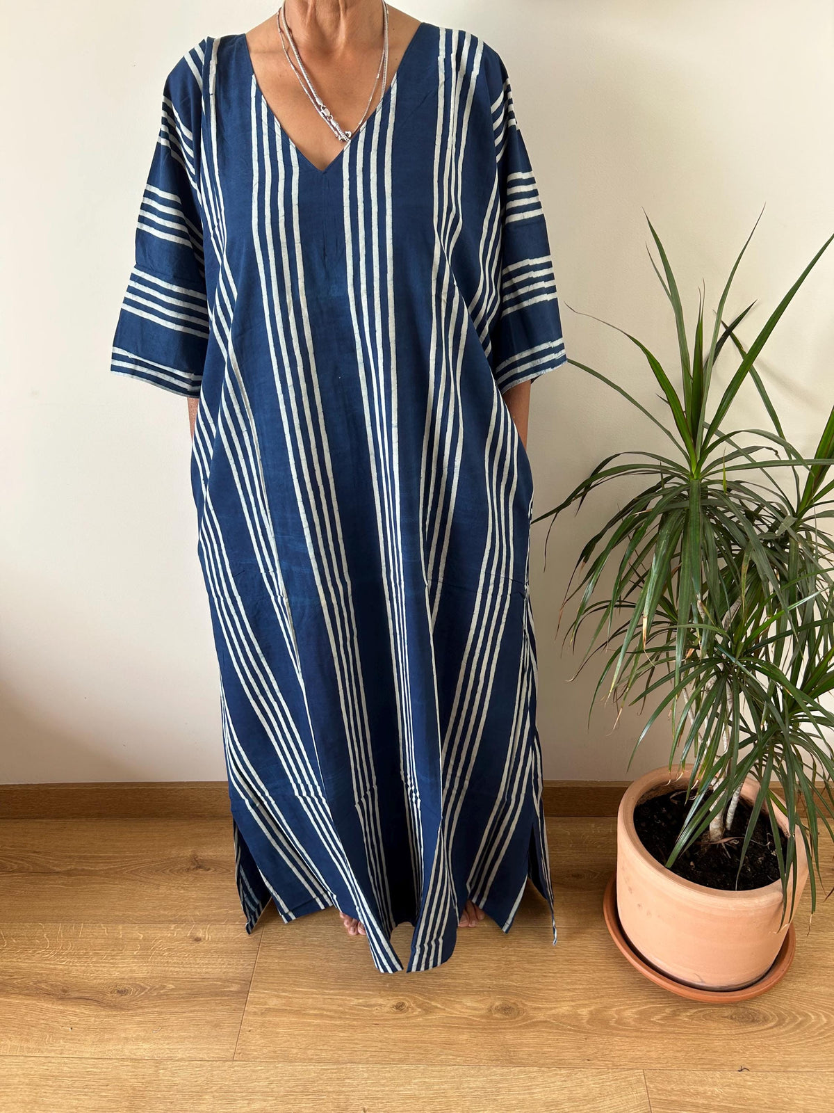 Indigo cotton kaftan,caftan, resort wear,loungewear,gifts for her,boho dress,a line dress,block print dress