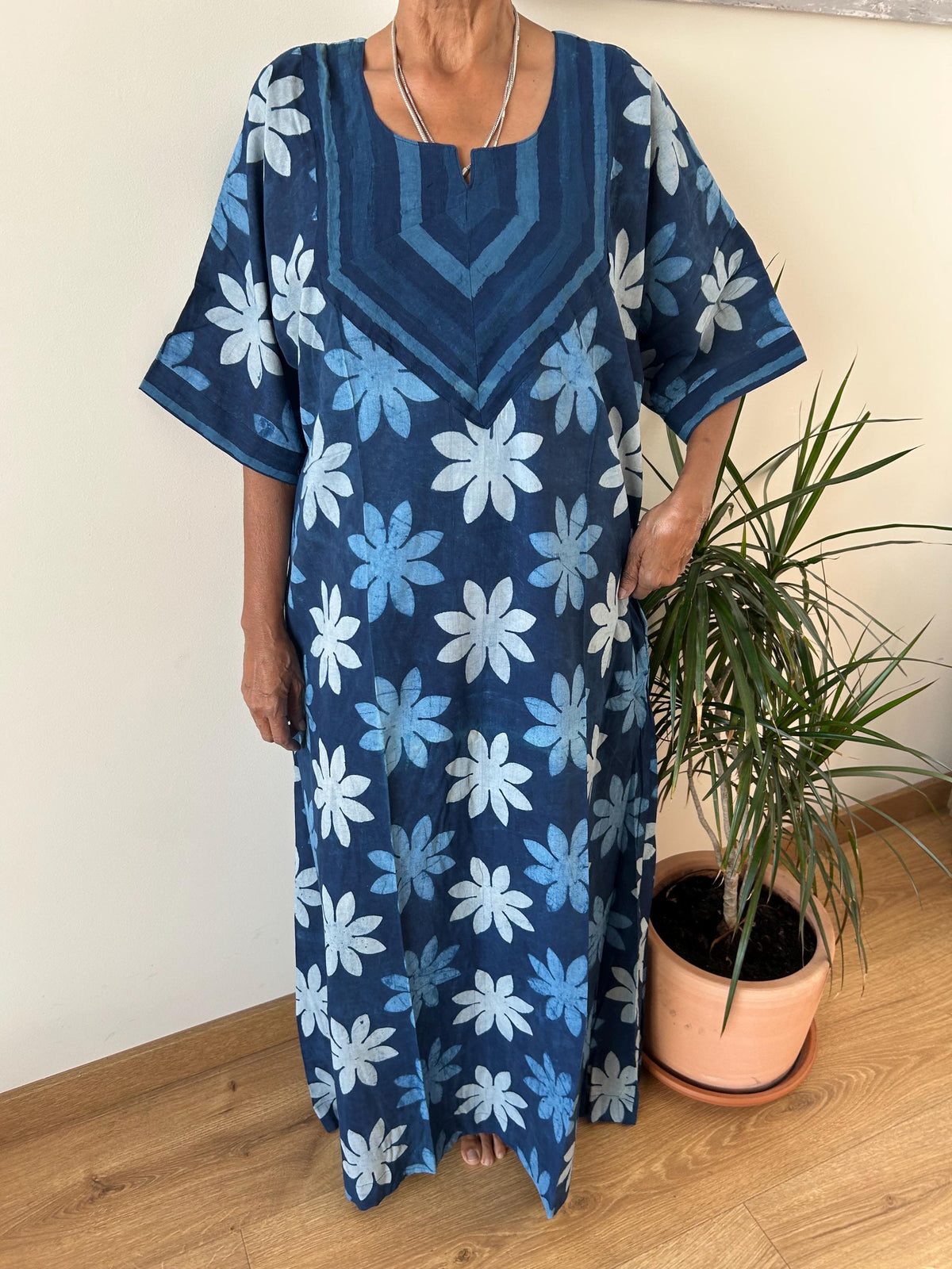 Organic indigo Cotton kaftan,caftan, resort wear, loungewear,gifts for her,boho dress,aline dress