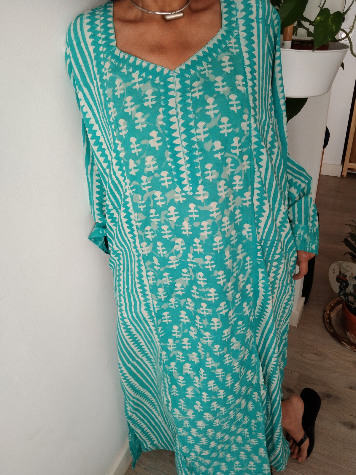 Turquoise cotton kaftan,caftan,resort wear,loungewear,sleepwear,cotton dress,boho dress