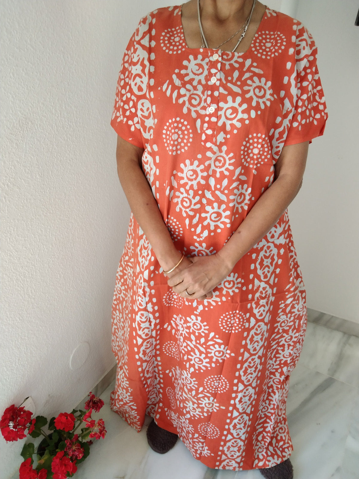 Orange A line kaftan, loungewear,resort wear,boho dress,gifts for her,cotton dress