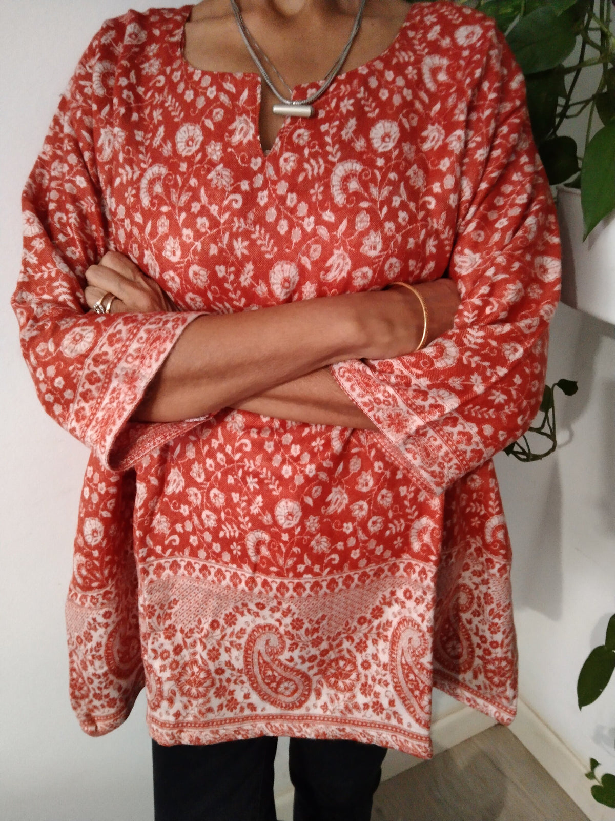 Orange wool kurti,orange tunic,gifts for her,resort wear, Christmas gift,mom postpartum gift,mother's day gift,boho tunic