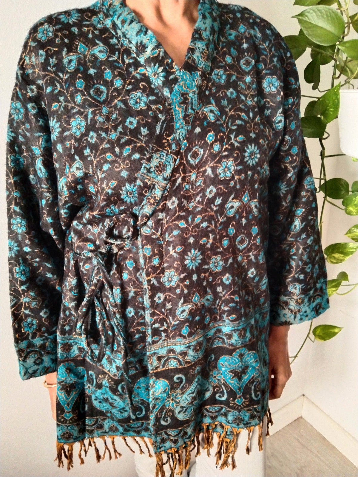 Wool wrap around robe,wool tunic,wool cover up,wool jackets,gifts for her, Christmas gift,boho jacket