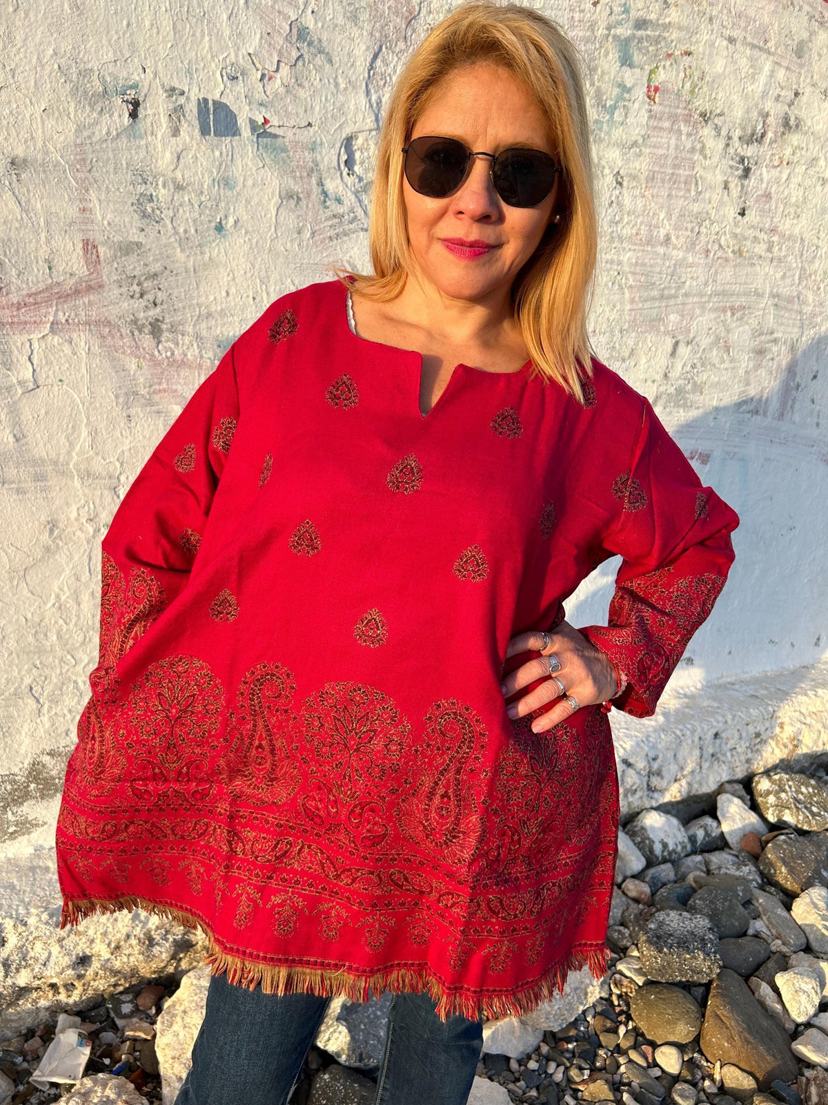 Winter wool tunic,wool kurti,gifts for her, Christmas gift, mom postpartum gift,resort wear,loungewear,boho kurti,wool kurti,wool tunic