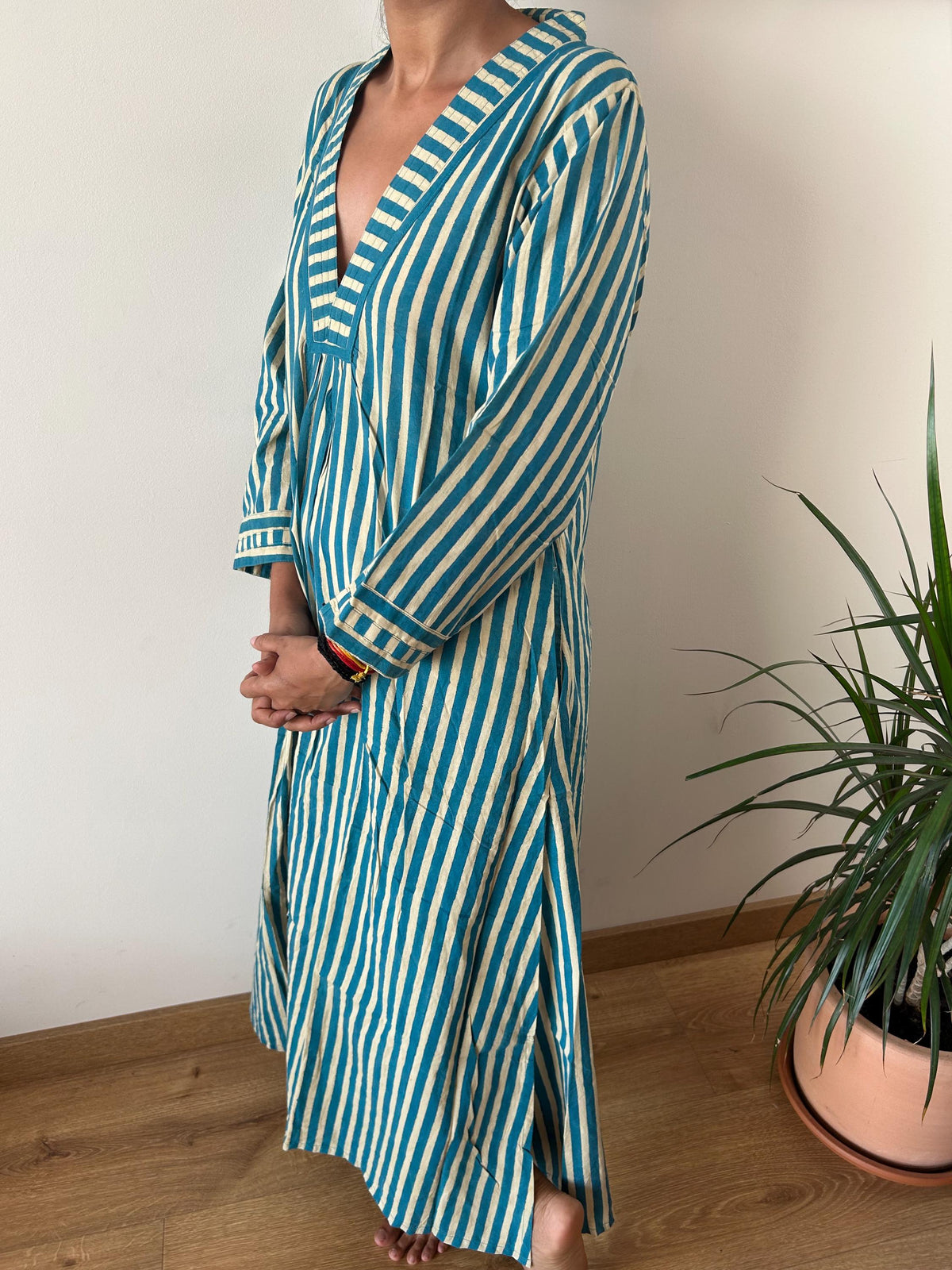 Pink/Red stripe  cotton kaftan,caftan, resort wear,loungewear,gifts for her,boho dress,a line dress,block print dress