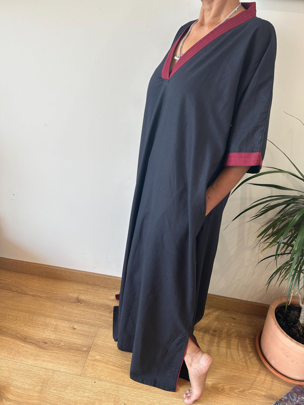 Maroon cotton kaftan,caftan, resort wear,loungewear,gifts for her,boho dress,a line dress,block print dress