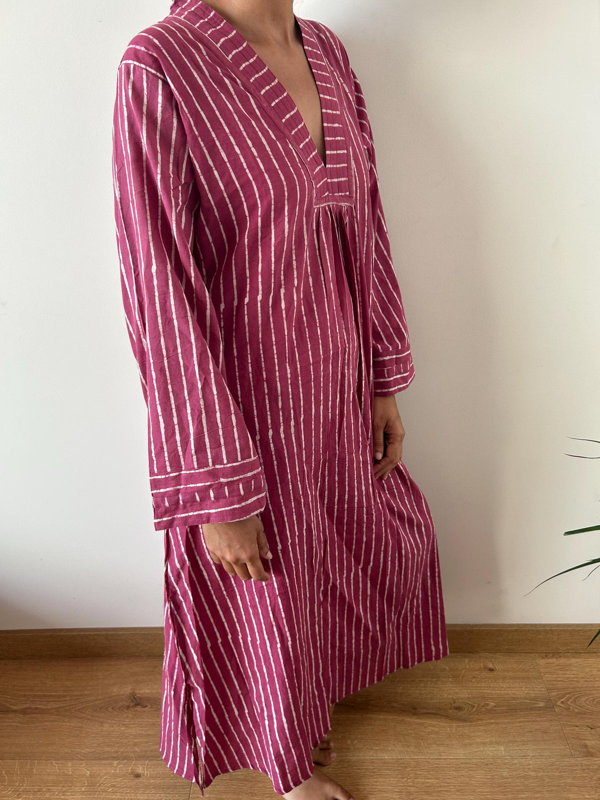 Maroon stripe  cotton kaftan,caftan, resort wear,loungewear,gifts for her,boho dress,a line dress,block print dress
