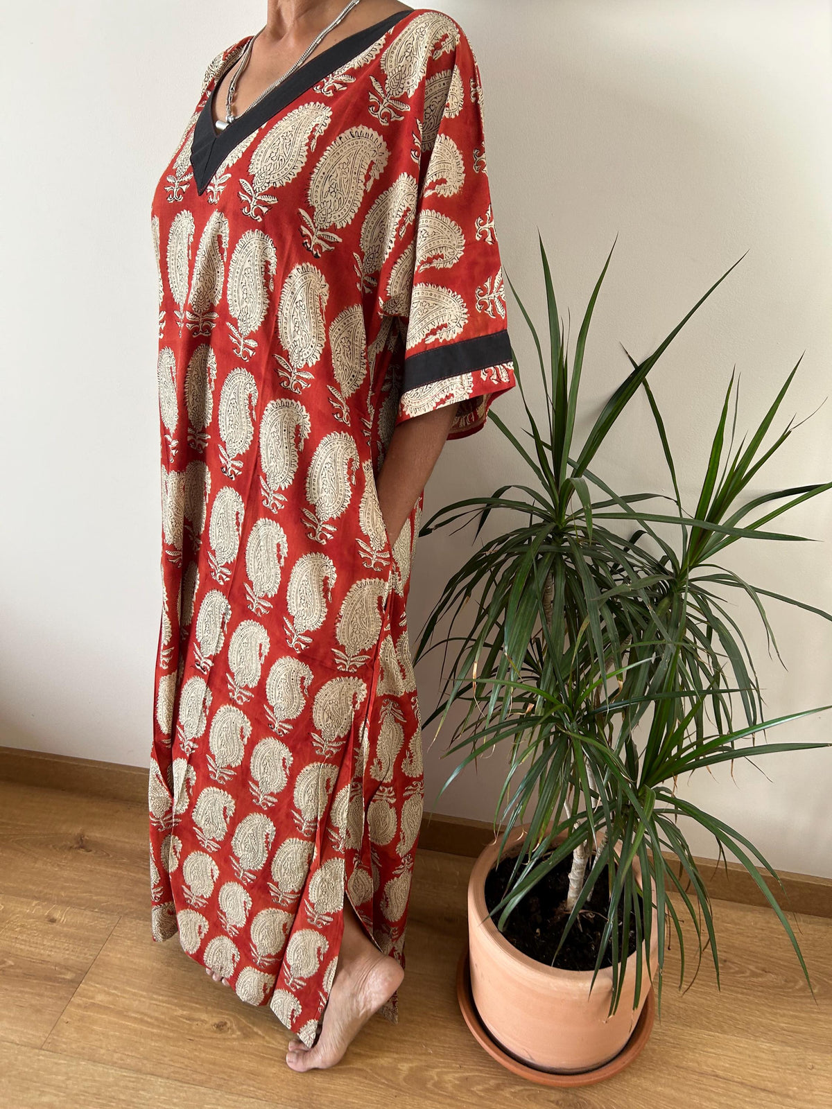 Maroon paisley cotton kaftan,caftan, resort wear,loungewear,gifts for her,boho dress,a line dress,block print dress