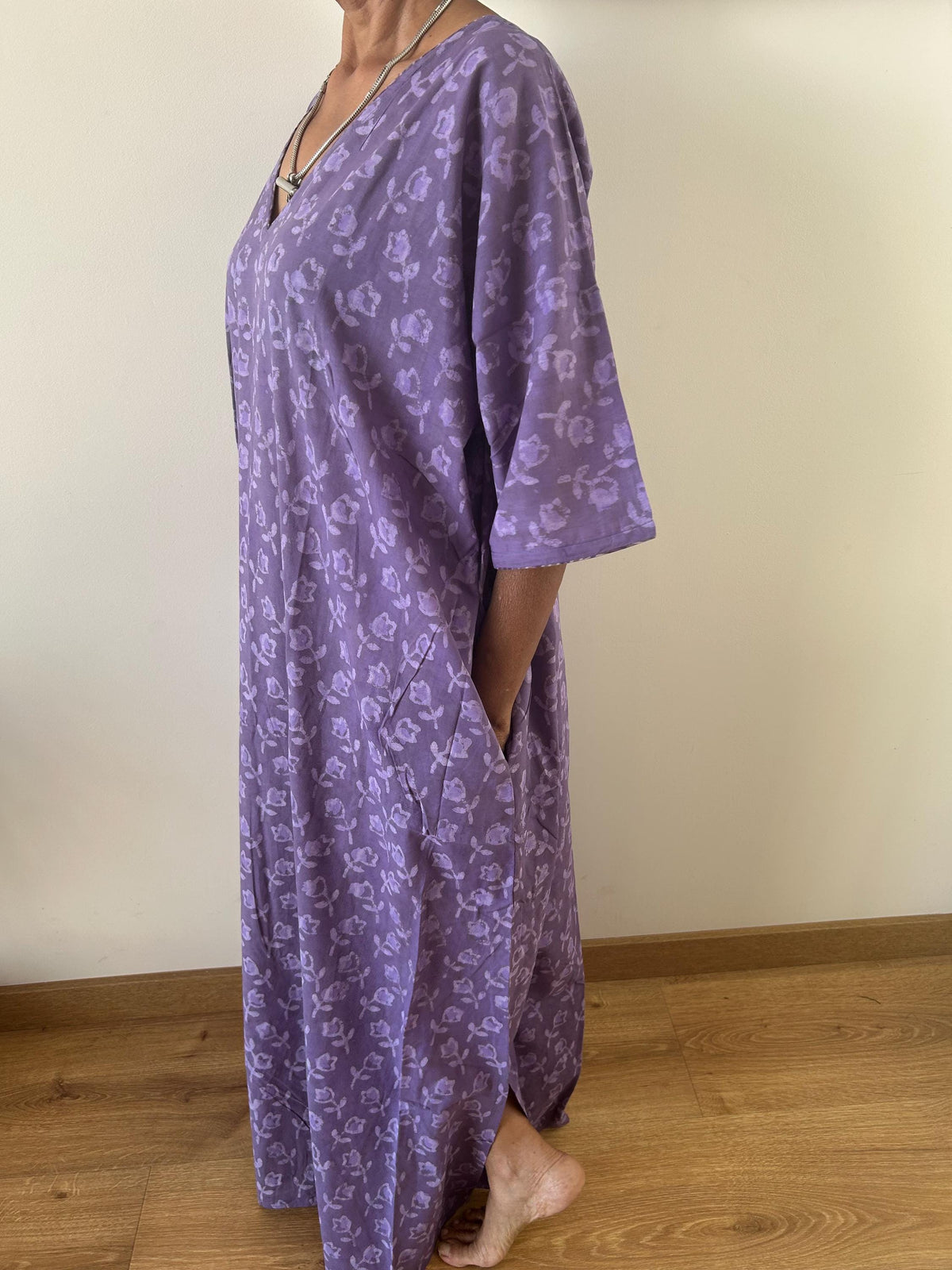 Purple rose cotton kaftan,caftan, resort wear,loungewear,gifts for her,boho dress,a line dress,block print dress