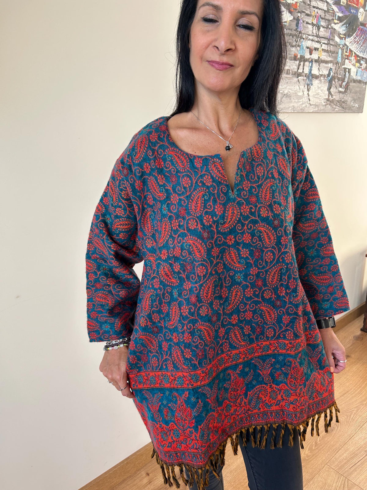 Winter tunic,wool kurti,gifts for her, Christmas gift,boho winter Kurti,wool tunic,mom postpartum gift,