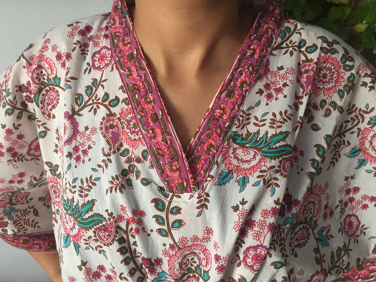 White floral kaftan,Caftan,Resort wear,Loungewear,Sleepwear,Seim cover up,Mother's Day gift,Gifts for her,Boho dress.Maxi dress,Cotton dress