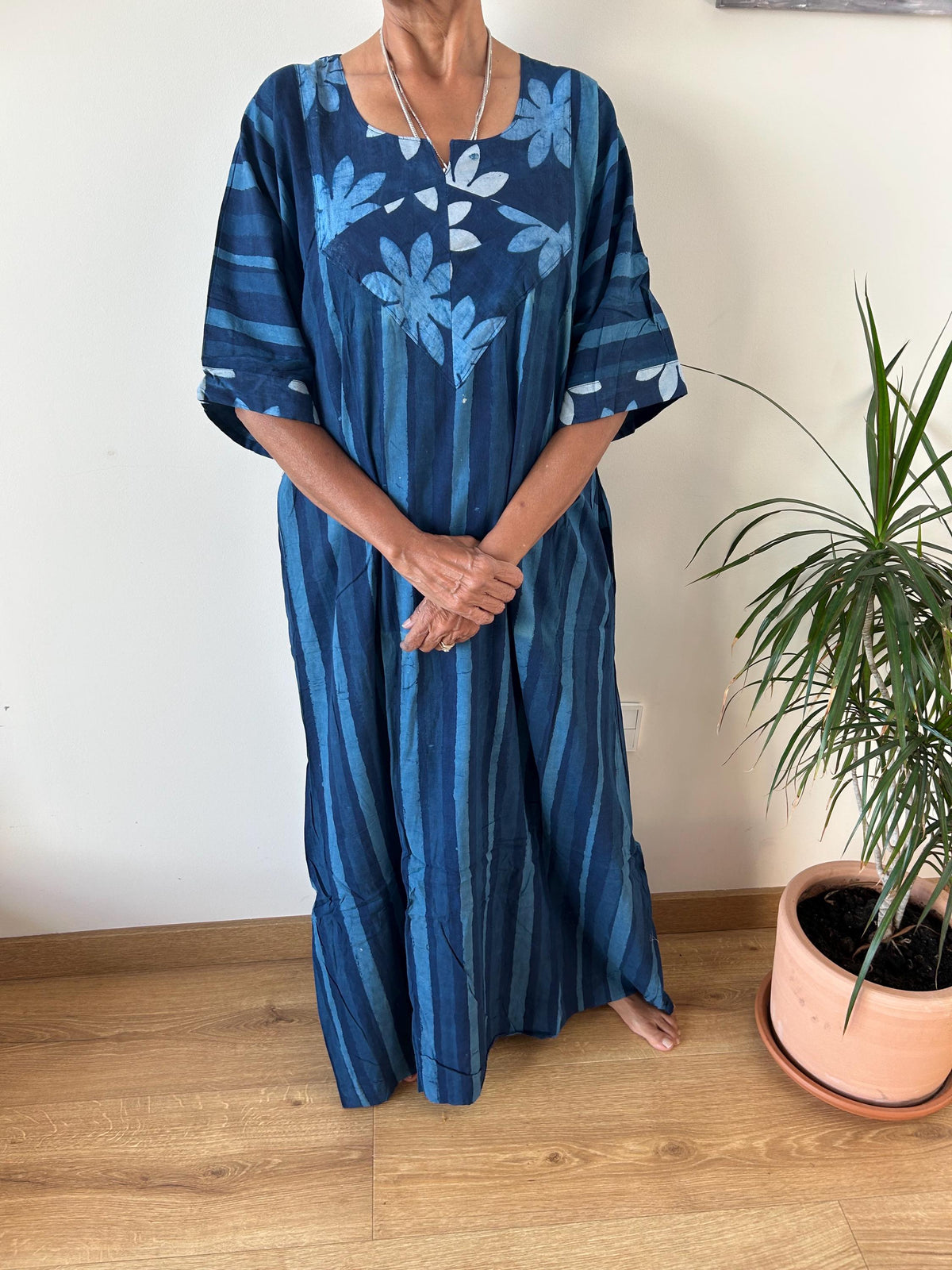 Organic indigo Cotton kaftan,caftan, resort wear, loungewear,gifts for her,boho dress,aline dress
